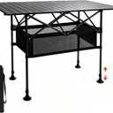 Damei century Large Folding Camping Table, 46.45 x 25.6in Tabletop, Portable Aluminum Table with Adjustable Height, with Carry Bag, Indoor Outdoor for Camping, Picnic, Backyard, BBQ, Patio, Beach