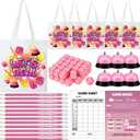 6 Sets Bunco Game Kit Party Supplies for Ladies 60 Pink Dice 12 Tote Bag 6 Bells 30 Score Card 12 Pencils Rule Sheet Night Family Board Games for Women Girl up to 6 Groups 2-12 Player