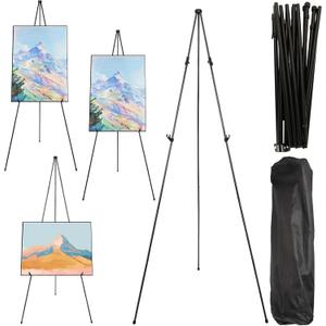 4 Pack Painting Easel Stand 63" Metal Easel Stand for Display Wedding Sign, Foldable Easel Portable Artist Floor Easel, Art Poster, Picture - Easy Folding Telescopic Adjustable Metal Tripod