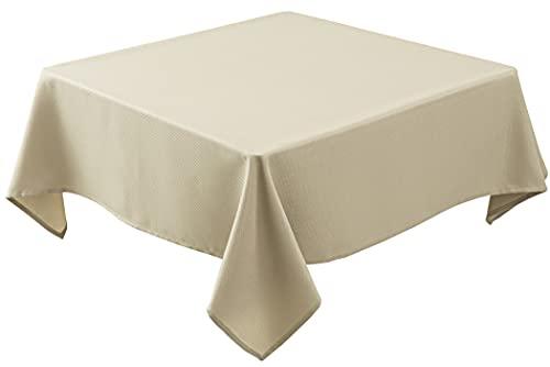 Biscaynebay Textured Fabric Square Tablecloths 70x70 Inches, Natural Water Resistant Spill Proof Card Table Cloth Folding Table Cover for Dining, Kitchen, Wedding and Parties, Machine Washable