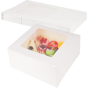 WAYASDCU 12 Piece Cardboard White Cake Boxex | 14 x 14 x 6 Inch | Large Bakery Boxes | Disposable Cake Containers | with Window | White Boxes