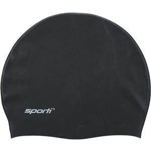 Sporti Silicone Swim Cap for Women & Men, Adult, Vibrant Lightweight Swimming, Non-Slip, Easy Wear, Removal, Protects Hair (Black)