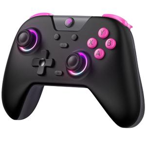 EasySMX X05 2.4g Wireless Gaming Controller for PC/Steam/iPhone/Android/Switch - Bluetooth Controller Gamepad with Hall Effect, RGB Lights and Turbo, Anti-Drift Controller (black)