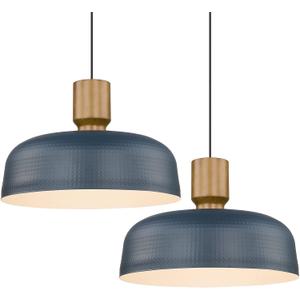 Darkaway Large Industrial Pendant Light Fixtures with Hammered Metal Shade, 2 Pack Blue 18.1inch Oversized Pendant Lighting for Kitchen Island Hanging Lamp Adjustable Height