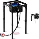 Outdoor Camping Stove, 130000 BTU, High Pressure Single Burner, Propane Gas Cooker with Detachable Legs, 30 PSI Regulator