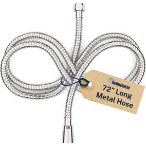 HammerHead Showers Solid Metal Shower Hose Attachment for Showerhead, Extra-Long 72-Inch Universal Replacement Hose for Hand held Shower, Chrome