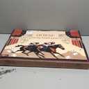 Large 23 inches Horse Racing Board Game with 11 Luxury Metal Horses, Foldable Wood Horse Race Board Game with 2 Sets of Dice, 2 Boxes of Cards for Parties and Gambling (Medium, Black)