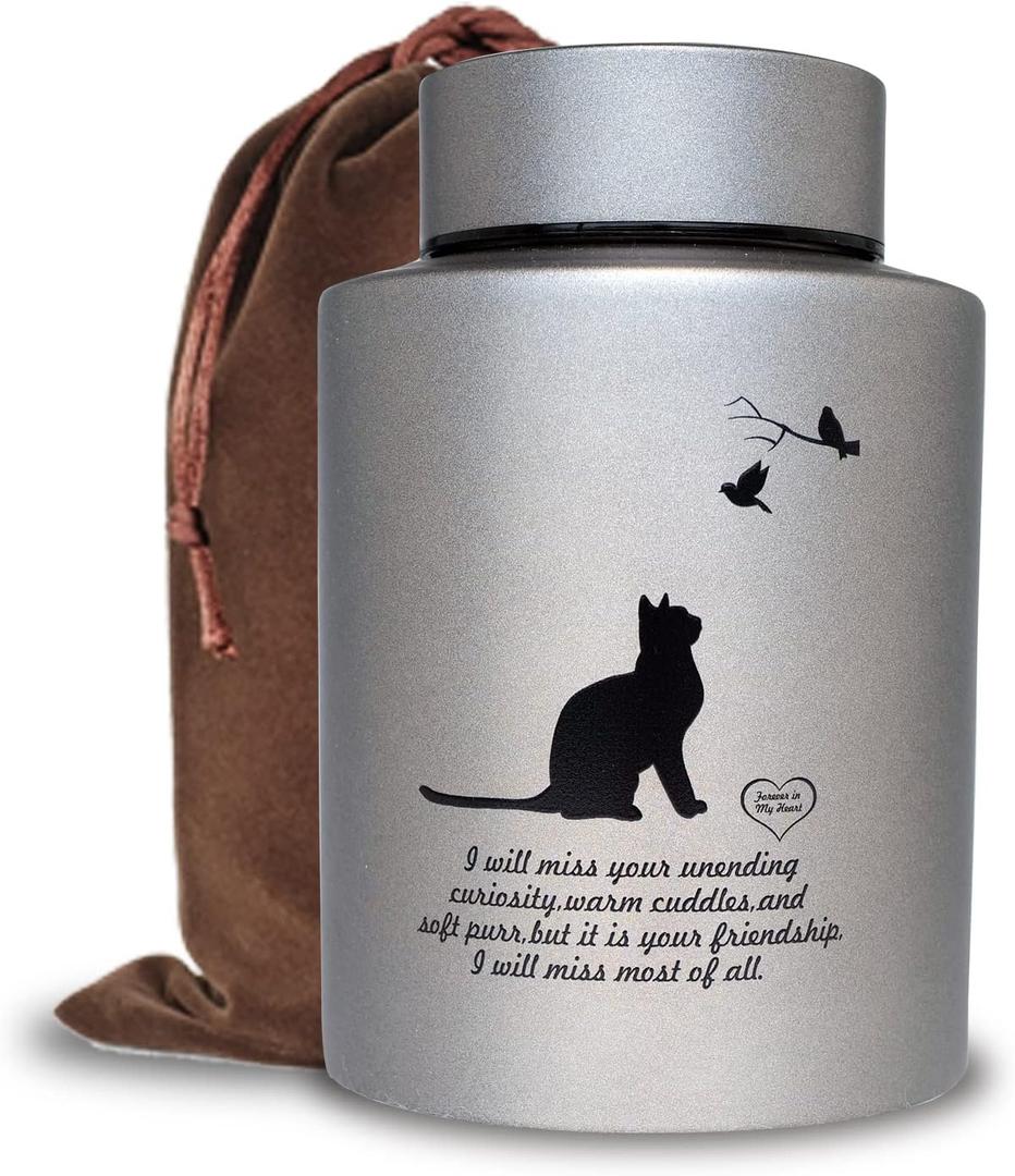 Pet Cremation Urns for Cats Ashes, Up to 60 lbs Cat Memorial Keepsake Urns for Ashes-Medium (Gray)