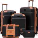 Expandable Luggage Sets 5 Piece with Detachable Spinner Wheels and TSA Lock,ABS Hard Case Suitcases with Wheels,Carry On Luggage Set (5 Piece Sets (20/24/28/DB/TB), Black)