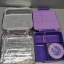 Bento Lunch Box Set for Kids with 8oz Soup Thermo, Leak-Proof Lunch Containers with 4 Compartment, Kids Thermo Hot Food Jar and Insulated Lunch Bag for Kid to School-Purple