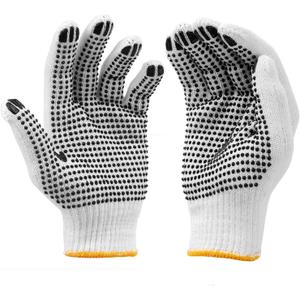 Grip Safety Work Gloves Anti-slip Dots Bulk Gloves Moist Cotton Knit Gloves for Garage Warehouse Construction (Black)