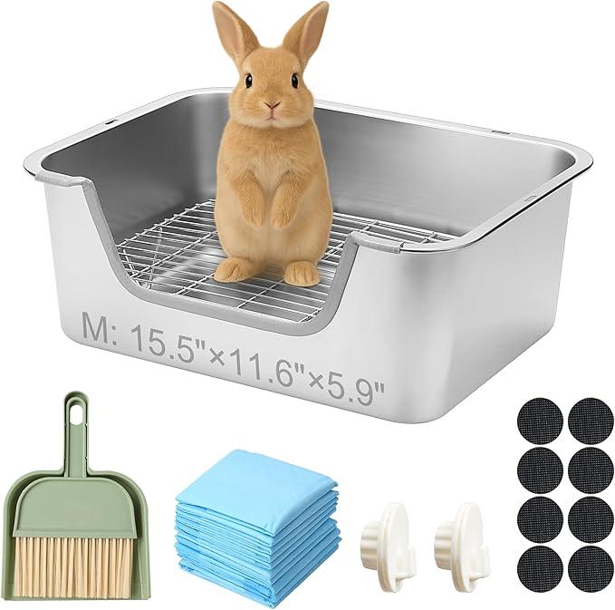 Sorstrem Stainless Steel Sifting Litter Box for Rabbit (M)