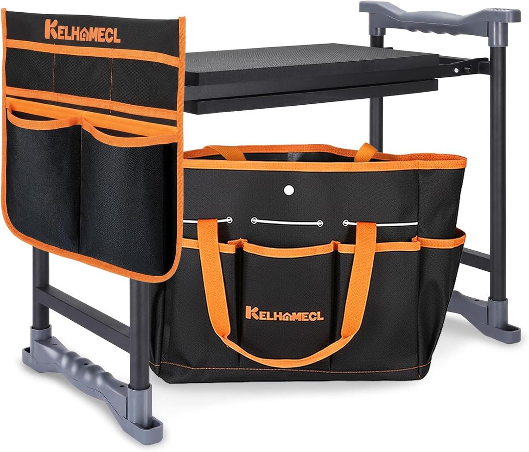 Garden Kneeler and Seat, Extra Wide Thick EVA Pad, Heavy Duty Foldable Garden Bench Holds 350lbs, Ergonomic Kneeling Stool with Garden Tool Pouches, Gardening Gifts for Women, Men & Seniors, 20 inches x 18 inches x 13 inches