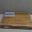 WESTREE Dual Monitor Stand Riser, Wood and Steel Multi-Purpose Desktop Storage Stand for 2 Monitors for Computer, Laptop, Printer, TV, Rustic Brown (Large)