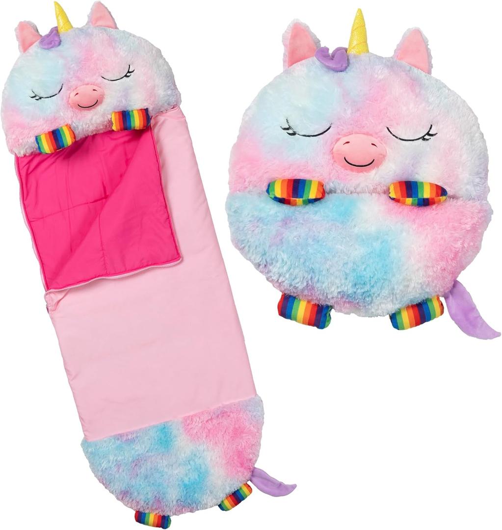 Happy Nappers: Pillow & Sleepy Sack: Medium - Rainbow Unicorn - 54 x 20, Plush Animal Character, 2-in-1 Pillow Sleeping Bag, Play, Kids Ages 3+