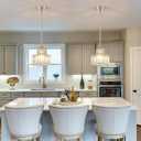 Dijiahua Brushed Nickel Pendant Lights Kitchen Island 2 Pack,Modern Crystal Pendant Light Fixtures Over Table, Mini Silver Dining Room 1-Light Chandelier,Adjustable Cord Hanging Lamp for Bedroom