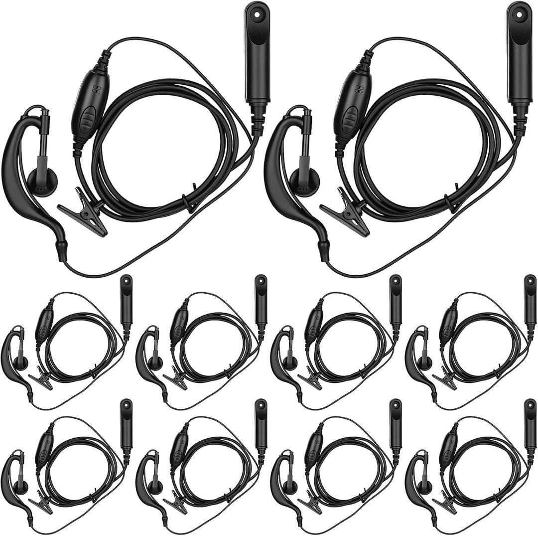 Kingdder 10 Pcs Walkie Talkie Earpiece with Mic 7 Pin Two Way Radio Ear Piece Microphone Earbud Bulk Single Wire Earhook Headset Compatible with Baofeng UV-XR UV9Rplus BF-9700 A58 UV9RPRO UV68