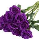 Nubry Artificial Silk Rose Flower Bouquet Lifelike Fake Rose for Wedding Home Party Decoration Event Gift 10pcs (Purple)