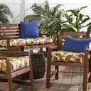 South Pine Porch Outdoor 20-inch Square Tufted Seat Cushion, Esprit Floral, Set of 1