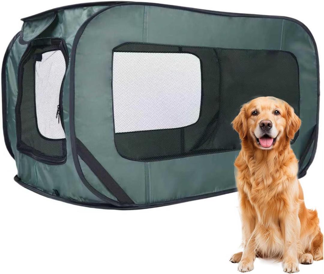 36 Inch Foldable Dog Kennel for Large Dogs, Portable Waterproof Pop-Up Pet Crate, Indoor Outdoor Travel Car Seat Kennel（Green）