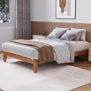 COLAMY 12 Inch Wood Platform Bed FrameSturdy Full Size Bed Frame with Wood Slat Support, No Box Spring Needed, Easy Assembly, Rustic Pine