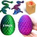 2 Pack 12 inch 3D Printed Mystery Dragon Egg, Extra Large Dragon Egg with Dragon Inside, Extra Long Dragon Fidget Toy, Surprise Dragon in Egg for Collectors, Ideal Children's Day Gift