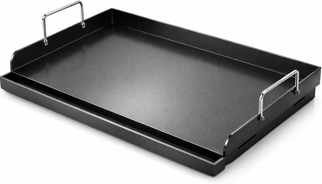 Utheer 25" x 16" Nano-Ceramic Nonstick Griddle for Gas & Charcoal Grills Universal Flat Top with Grease Groove, Reinforced Ridges & High Sidewalls, Perfect for Healthy Cooking, Parties & Camping