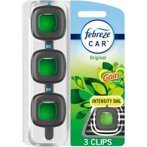 Febreze Car Air Freshener, Odor-Fighting Automotive Vent Clip, Gain Original Scent, 3 Count