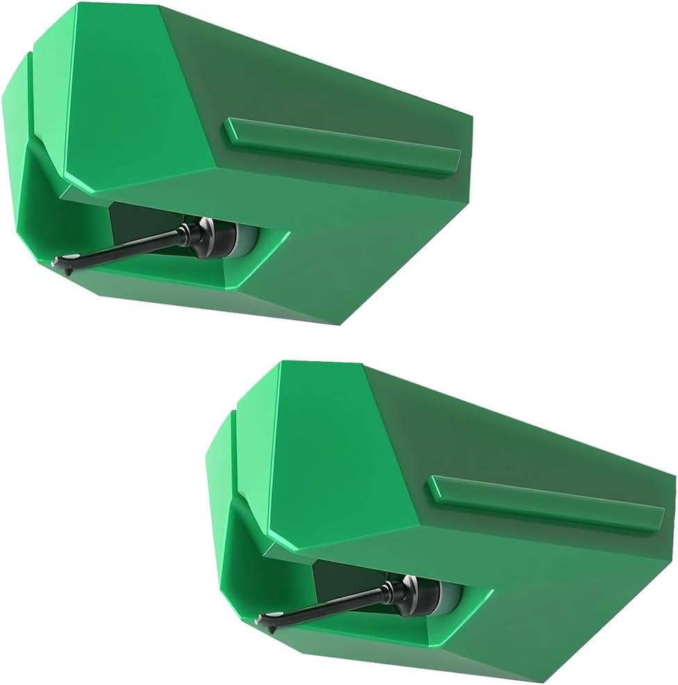 2 Pack Replacement Stylus for Audio-Technica AT-VM95E Cartridge, Needles Compatible with AT-LP120X, AT-LP3XBT, AT-LPW40, AT-LPW50, AT-LP5X & AT-LP8X Turntables (Green-2)