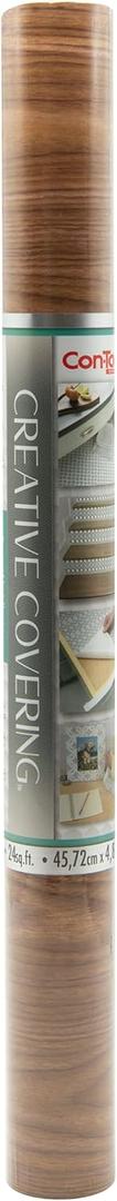 Con-Tact Brand Creative Covering, Self-Adhesive Shelf Liner, Multi-Purpose Vinyl Roll, Easy to Use and Apply, 18'' x 16', Light Oak