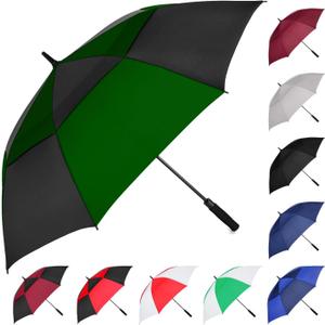 MRTLLOA Extra Large Golf Umbrella, 54/62/68/72 Inch Automatic Open, Oversize Double Canopy Vented Windproof Waterproof Sports Umbrellas for Rain
