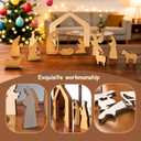 13 Pcs Wooden Nativity Scene Set Figures,Holy Family with Wooden Arched Stable and Figurines Including Baby Jesus, Mary, Joseph and More, Wood Religious Collections for Indoor Home Tabletop Decor