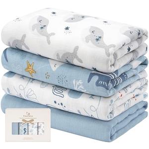 Yoofoss Muslin Swaddle Blankets, Organic Baby Blankets, 47 x 47 Inches Receiving Blanket for Baby Boys and Girls, Baby Essentials for Newborns Soft Breathable