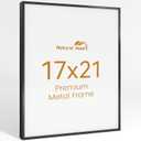 17x21 Aluminum Metal Picture Frame,Tempered Glass Black Photo Frame 17x21 for Family Photo,Posters,Art,Document to Wall Mount Horizontally or Vertically