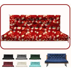 DANGHOOGY Porch Swing Cushions, Waterproof Outdoor Swing Cushions for Patio Furniture with Backresk, 2-3 Seater Thickened Patio Swing Replacement Cushion 6040" (Red Floral)