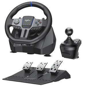 PXN V9 Gen 2 Racing Wheel with Hall Effect Pedals and Shifter, Gaming Steering Wheel for PC, Xbox Series X|S, Xbox One, PS4, Magnetic Sensor, 270/900 Quick Switch, App Tuning