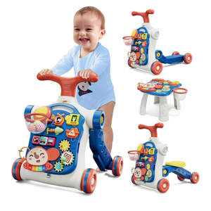 HYES 5 in 1 Baby Push Walker for Baby Boy, Activity Center Learning to Walk, Sit to Stand, Early Learning Push Toys for Infant 12 Months, Walking Toys Gift for Toddler Boys, Blue