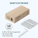 TICONN 48-Pack 3.5 Inch Door Hinges with 5/8" Radius Corner, 3-1/2 x 3-1/2 Inch Iron Bifold Residential Doors Hardware (5/8" Radius Corner, Satin Chrome, 48 Pack)