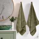 SUPERIOR Egyptian Cotton Pile Bath Towel Set of 2, Ultra Soft Luxury Towels, Thick Plush Essentials, Absorbent Heavyweight, Guest Bath, Hotel, Spa, Home Bathroom, Shower Basics, Forest Green