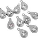 RUBYCA 30PCS Charm Pendant Crystal Drop Tibetan Metal Beads Silver Color Jewelry Making Bracelet DIY