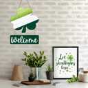 2 x St Patricks Day Wreath St Patricks Day Door Decorations Shamrock Wreath Wooden Shamrock Front Door Hanger Welcome Sign for Porch Wall Indoor Home Decor