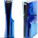 Geekria Transparent Cover Plates Compatible with PlayStation 5 Slim Disc Edition, Replacement Shell Gaming Accessories with Fan Vents, Hard Shockproof ABS Shell Side Panels