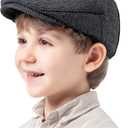 Jastore Kids Tweed Flat Cap Boys Newsboy Cap Toddler Pageboy Caps (7-9 Years, Black/Grey)