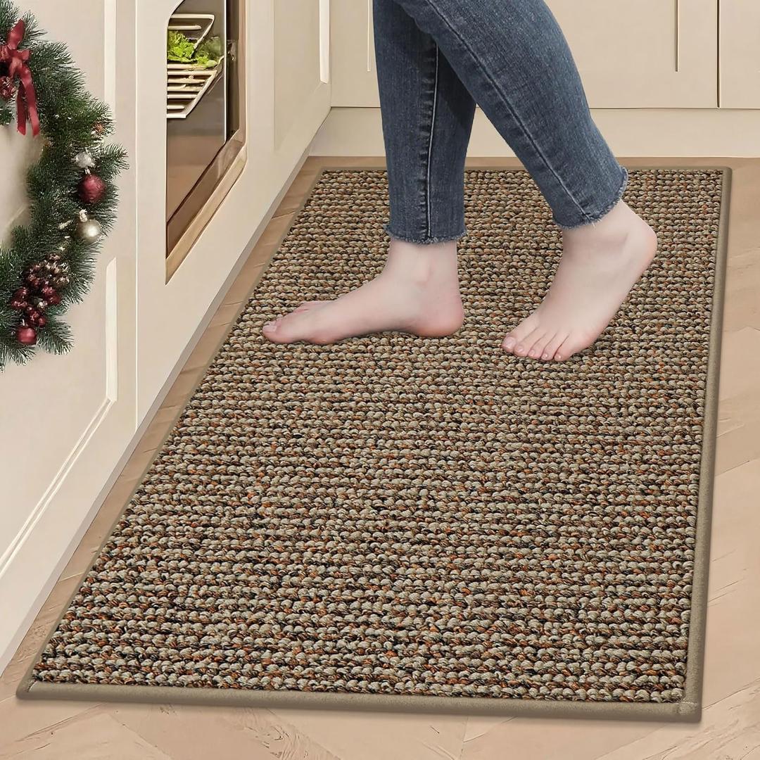BEQHAUSE Kitchen Rugs 24"x36", Non-Slip Kitchen Mats for Floor, Super Absorbent and Stain Resistant Kitchen Rugs, Machine Washable Rugs for Kitchen, Hallway, Laundry & Sink, Taupe