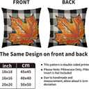 2 x Fall Thanksgiving Pillow Covers 18X18 Set of 2, Pumpkin Maple Leaf Autumn Harvest Print Buffalo Plaid Decorative Throw Pillow Covers Outdoor Farmhouse Seasonal Cushion Cases Couch Sofa Bed Decor (Burnt Orange Black-plaid)