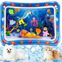 2026 Upgraded Thickened Cat Water Sensory Play Mat, Anti-Scratch Leak Proof Cooling Pad with Floating Fish Toy, Interactive Hunting Exercise Mat for Indoor Cats, Portable Summer Pet Cooling Play Mat