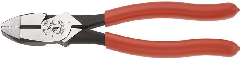 Klein Tools HD2000-9NE Side Cutter Linemans Pliers Cut ACSR, Made in USA, Screws, Nails, Hard Wire, 9-Inch Electrical Pliers