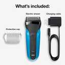 Series 3 3010s Wet & Dry Electric Shaver for Men/Rechargeable Electric Razor, Blue