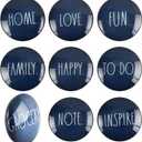 Rae Dunn Cute Glass Magnets - Decorative Fridge Magnets for Home & Family, Pack of 9, Blue