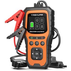 Car Battery Jump Starter with OBD2 Scanner 5000A, Car Battery Jumper Starter Portable (All Gas/10L Diesel), 12V Jump Box Jumper Cables, Code Reader for Check Engine Light, Diagnostic Tool